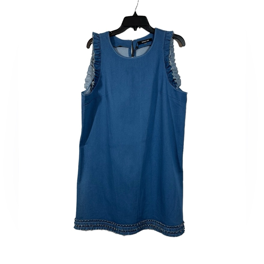 NWT Sugar Lips Ruffled Jean Blue Dress | Size XL